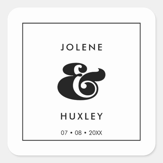 ヴィンテージレトロ結婚スクリプト スクエアシール (正面)