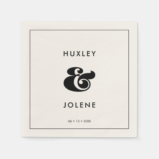 ヴィンテージレトロ結婚スクリプト スタンダードカクテルナプキン (正面)