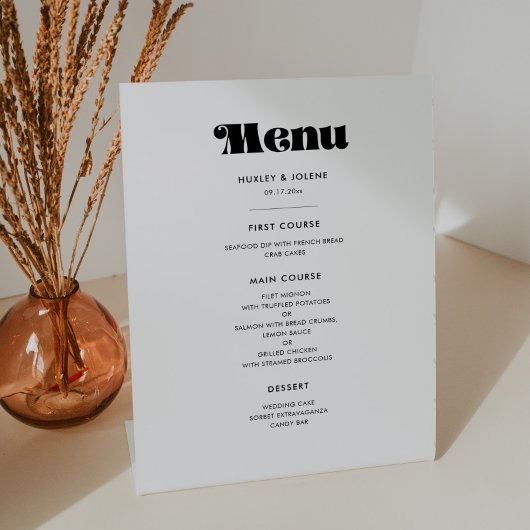 ヴィンテージレトロ結婚スクリプト・メニュー 台座サイン