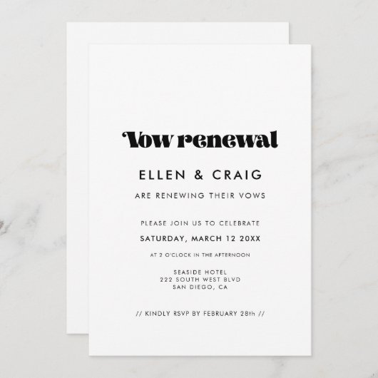 ヴィンテージレトロ結婚脚本の発願 招待状 (正面/裏面)