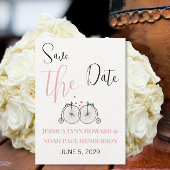 ヴィンテージレトロ自転車ラブピンクレッド日付保存 招待状