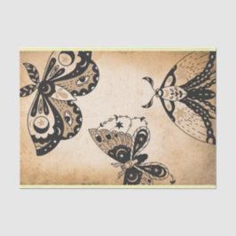 ヴィンテージレトロ色あせた黒いモスタンパーチメント 薄葉紙