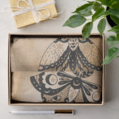 ヴィンテージレトロ色あせた黒いモスタンパーチメント 薄葉紙 (ギフト)