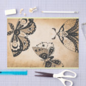 ヴィンテージレトロ色あせた黒いモスタンパーチメント 薄葉紙 (クラフト)