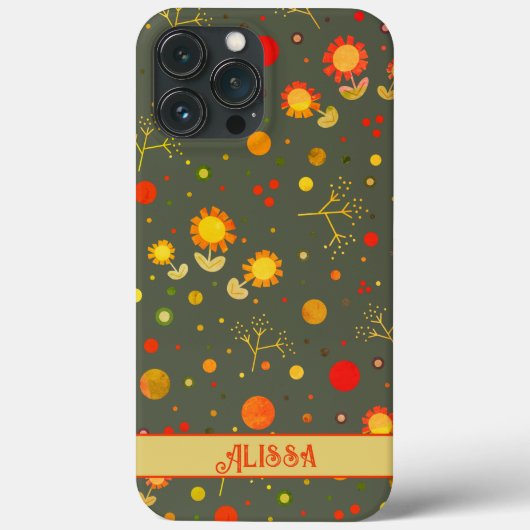 ヴィンテージレトロ花おもしろいカスタムドットモダン Case-Mate iPhoneケース (裏面)