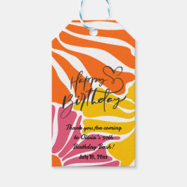 ヴィンテージレトロ花エレガントとカラフル誕生日 ギフトタグ
