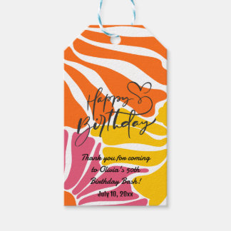 ヴィンテージレトロ花エレガントとカラフル誕生日 ギフトタグ