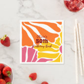 ヴィンテージレトロ花エレガントとカラフル誕生日 スタンダードカクテルナプキン (インサイチュ)