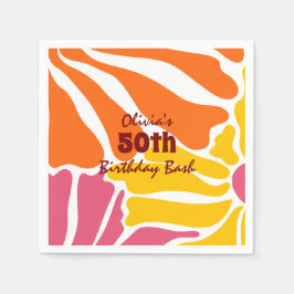 ヴィンテージレトロ花エレガントとカラフル誕生日 スタンダードカクテルナプキン