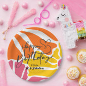 ヴィンテージレトロ花エレガントとカラフル誕生日 ペーパープレート (パーティー)