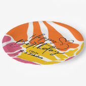 ヴィンテージレトロ花エレガントとカラフル誕生日 ペーパープレート (アングル)