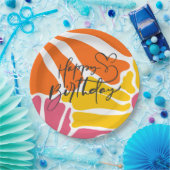 ヴィンテージレトロ花エレガントとカラフル誕生日 ペーパープレート (パーティー)