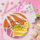 ヴィンテージレトロ花エレガントとカラフル誕生日 ペーパープレート (パーティー)