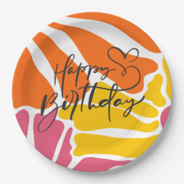 ヴィンテージレトロ花エレガントとカラフル誕生日 ペーパープレート