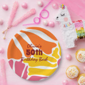 ヴィンテージレトロ花エレガントとカラフル誕生日 ペーパープレート (パーティー)