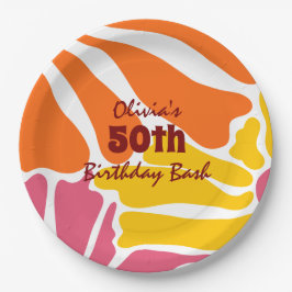 ヴィンテージレトロ花エレガントとカラフル誕生日 ペーパープレート