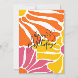 ヴィンテージレトロ花エレガントとカラフル誕生日 招待状