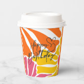 ヴィンテージレトロ花エレガントとカラフル誕生日 紙コップ (正面)