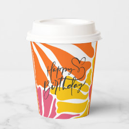 ヴィンテージレトロ花エレガントとカラフル誕生日 紙コップ