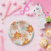 ヴィンテージレトロ花柄 ペーパープレート (パーティー)