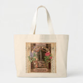 ヴィンテージレトロ薄紫バラ香水ソープケースメイトiP ラージトートバッグ (正面)