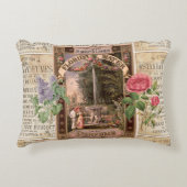 ヴィンテージレトロ薄紫バラ香水石鹸ラウンドピロー アクセントクッション (正面)