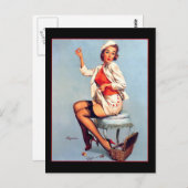 ヴィンテージレトロ裁縫ピンアップガール ポストカード (正面/裏面)