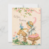 ヴィンテージレトロ誕生日エンジェルオンマッシュルーム シーズンカード (正面)