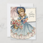 ヴィンテージレトロ誕生日ガール傘 シーズンカード (正面)