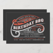 ヴィンテージレトロ誕生日BBQ招待状 招待状 (正面/裏面)