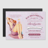 ヴィンテージレトロ赤面マルチニピンアップバチェロレッテ マグネット招待状 (正面/裏面)