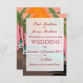 ヴィンテージレトロ車の結婚式の招待 招待状 (正面/裏面)