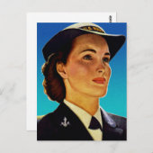 ヴィンテージレトロ軍隊ウィメンズウェーブズネイビー ポストカード (正面/裏面)