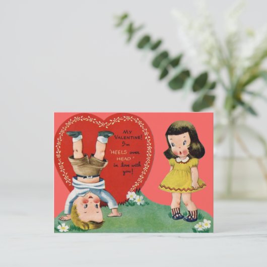 ヴィンテージレトロ遊ズアウトドアバレンタインカード シーズンポストカード (スタンド正面)