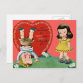 ヴィンテージレトロ遊ズアウトドアバレンタインカード シーズンポストカード (正面/裏面)