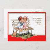 ヴィンテージレトロ遊ズテニスバレンタインCa シーズンポストカード (正面/裏面)