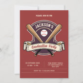 ヴィンテージレトロ野球スポーツ卒業 招待状 (正面)