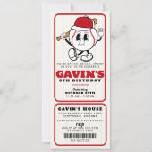 ヴィンテージレトロ野球チケットスポーツバースデーパーティー 招待状 (正面)