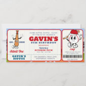 ヴィンテージレトロ野球チケットスポーツバースデーパーティー 招待状 (正面)