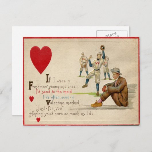ヴィンテージレトロ野球バレンタインカード シーズンポストカード (正面/裏面)