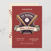 ヴィンテージレトロ野球結婚スポーツ 招待状 (正面/裏面)