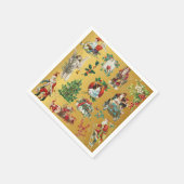 ヴィンテージレトロ金ゴールドクリスマス スタンダードカクテルナプキン (角)