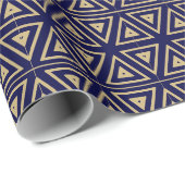 ヴィンテージレトロ金ゴールドネイビー部族部族幾何学模様 ラッピングペーパー (ロールコーナー)