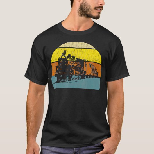 ヴィンテージレトロ鉄道機関車鉄道 Tシャツ (正面)