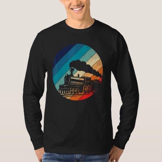 ヴィンテージレトロ鉄道機関車 Tシャツ (正面)