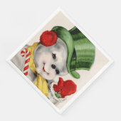 ヴィンテージレトロ雪だるまクリスマスパーティーナプキン (コーナー)