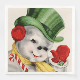 ヴィンテージレトロ雪だるまクリスマスパーティーナプキン