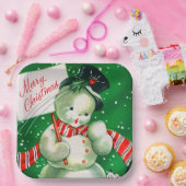 ヴィンテージレトロ雪だるまクリスマスパーティープレート ペーパープレート (パーティー)