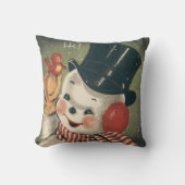 ヴィンテージレトロ雪だるまクリスマス クッション (正面)