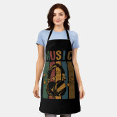 ヴィンテージレトロ電子音楽愛好家プロデューサーヘッド エプロン (着用した状態)